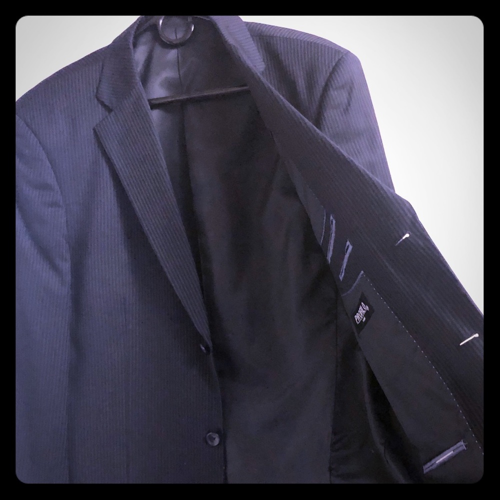 Profilo Mens Suit, Dark Navy with pinstripe